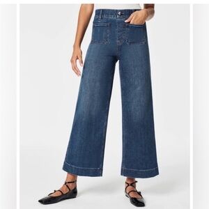 SPANX Indigo Flare wide leg drop jeans small